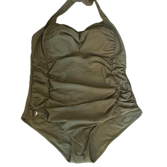 Fantastic NWT Army Green One Piece Bathing Suit Size 20W - Picture 4 of 4